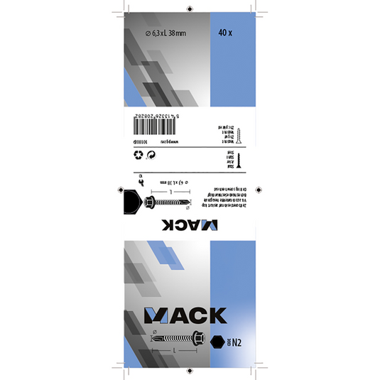 Mack 1018089 - zelfborende schroef zesk.kop verz. 40st 6,3 x 38 mm | 5 stuks