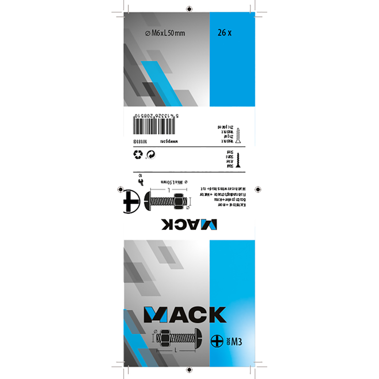 Afbeelding laden in galerijviewer, Mack 1018103 - kachelbout + moer staal verzinkt 26 st m6 x 50 mm | 5 stuks
