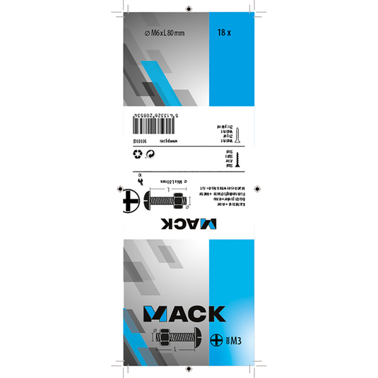 Mack 1018105 - kachelbout + moer staal verzinkt 18 st m6 x 80 mm | 5 stuks
