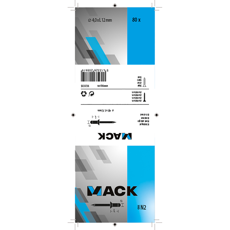 Afbeelding laden in galerijviewer, Mack 1020315 - 80 blindnieten alu 4,0x12mm | 5 stuks
