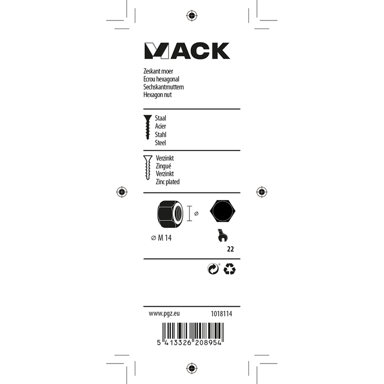 Afbeelding laden in galerijviewer, Mack 1018114 - zeskant moer staal verzinkt 9 st m 14 | 5 stuks
