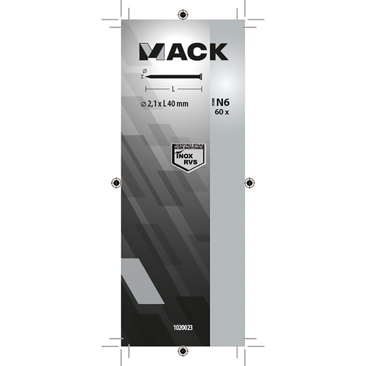 Mack 1020023 - nagel platte kop inox a2 60 st 2,1 x 40 mm | 5 stuks