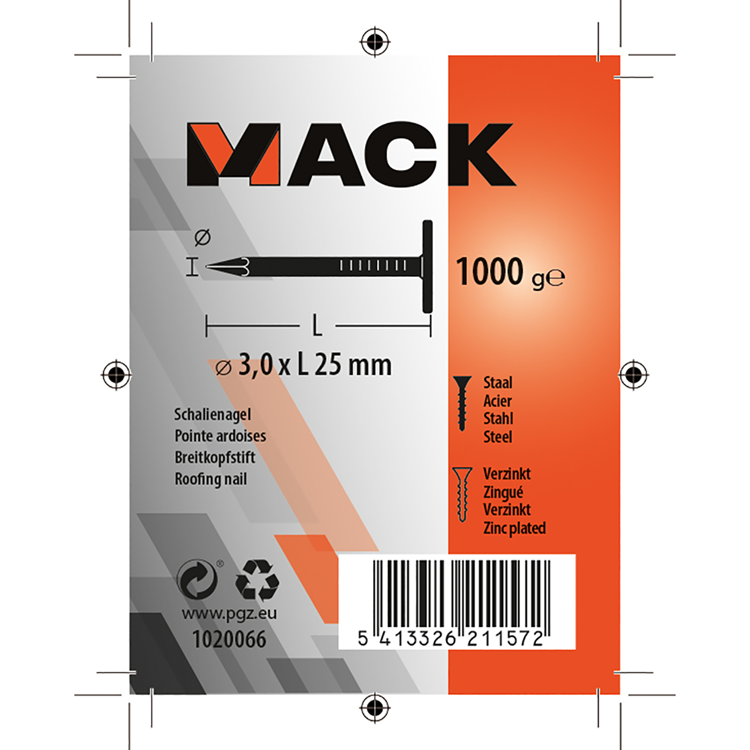 Afbeelding laden in galerijviewer, Mack 1020066 - schalienagel verzinkt 1000 gr 3,0 x 25 mm | 10 stuks
