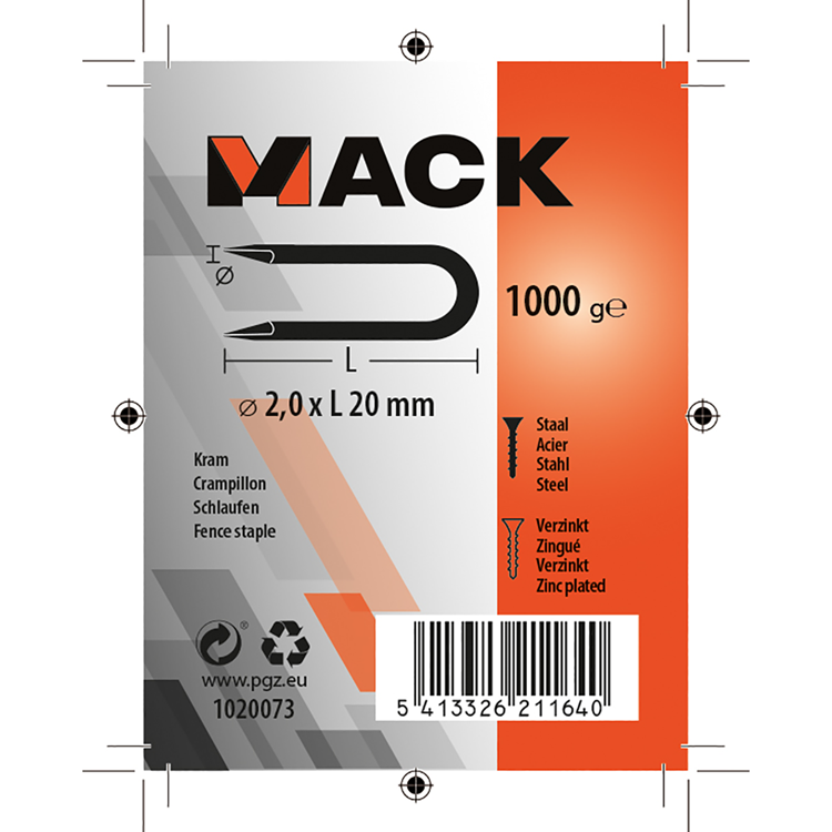 Afbeelding laden in galerijviewer, Mack 1020073 - kram verzinkt 1000 gr 2,0 x 20 mm | 10 stuks
