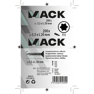 Mack 1020129 - spaanplaatschroef vz kp-zelfb.gvz 200st 3,5 x 20 mm | 5 stuks