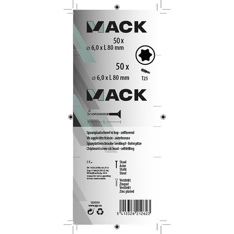 Afbeelding laden in galerijviewer, Mack 1020158 - spaanplaatschroef vz kp-zelfb.gvz 50 st 6,0 x 80 mm | 5 stuks
