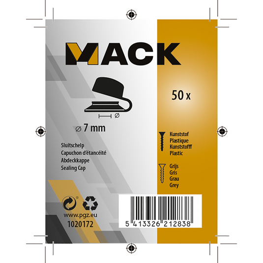 Mack 1020172 - sluitschelp grijs 50 st. 7mm | 5 stuks