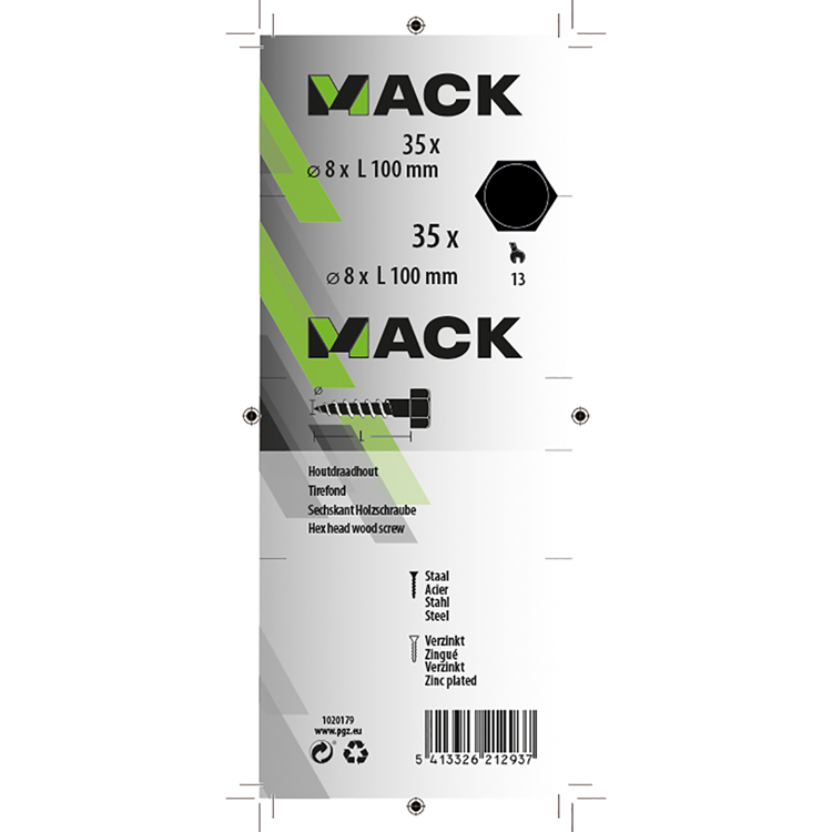 Afbeelding laden in galerijviewer, Mack 1020179 - houtdraadbout verzinkt 35 st 8 x 100 mm | 3 stuks

