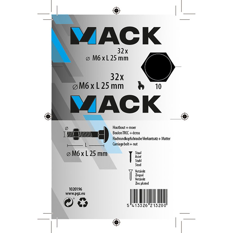 Afbeelding laden in galerijviewer, Mack 1020196 - houtbout + moer verzinkt 32 stm6 x 25 mm | 5 stuks
