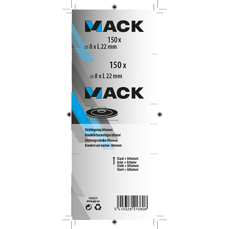 Afbeelding laden in galerijviewer, Mack 1020224 - dichtingsring bitumen verzinkt150 st 8,0 x 22 mm | 5 stuks
