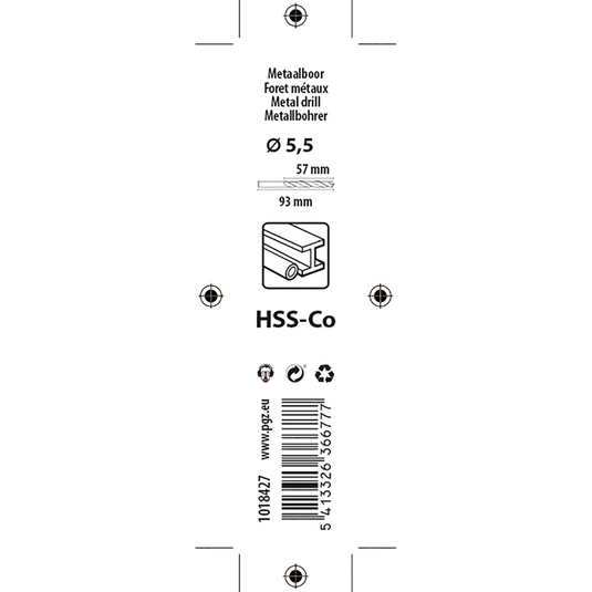Mack 1018427 - metaalboor hss co5% din 338 ø 5,5 x 93 mm | 5 stuks