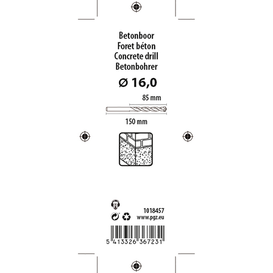 Mack 1018457 - betonboor din 8039 ø 16,0 x 150 mm | 5 stuks