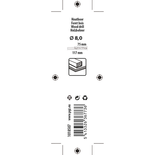 Mack 1018507 - machinehoutboor + centreerpunt ø 8,0 x 117 mm | 5 stuks