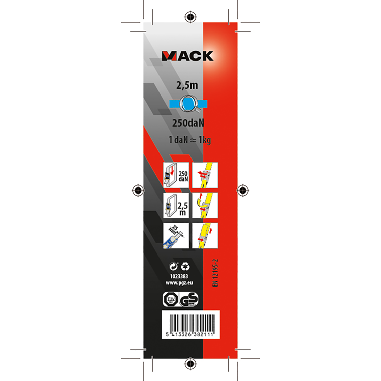 Laden Sie das Bild in Galerie -Viewer, Mack 1023383 - lint polyester, met gesp, 25mm-2.5m max250kg | 12 stuks
