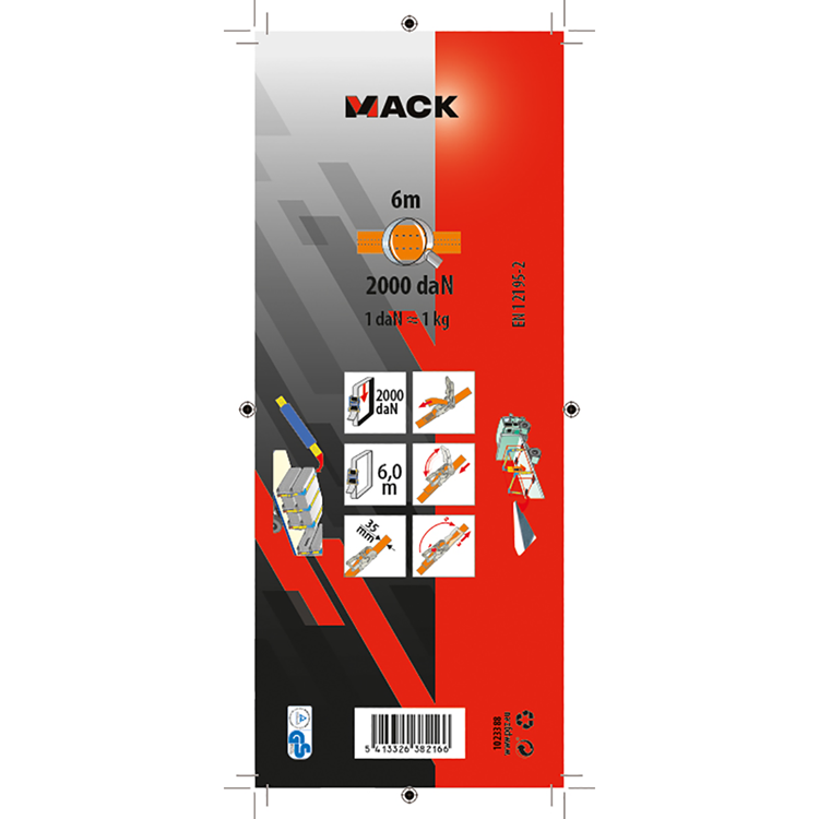 Afbeelding laden in galerijviewer, Mack 1023388 - spangordel pe, ratelspanner 35mm-6m max 2000kg | 5 stuks
