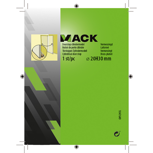 Mack 1047649 - deurstop cilindermodel vermessingd ø 20h30 mm 1 st pc | 6 stuks