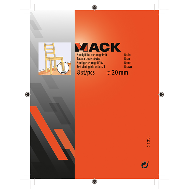 Chargez l'image dans la visionneuse de la galerie, Mack 1047712 - stoelglijder met nagel vilt bruin ø 20 mm 8 st pcs | 6 stuks
