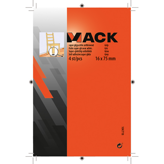 Mack 1047718 - super glijpastille zelfklevendgrijs 16 x 75 mm 4 st pcs | 12 stuks