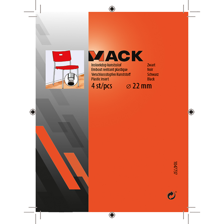 Afbeelding laden in galerijviewer, Mack 1047737 - insteekdop kunstsstof zwart ø 22 mm 4 st pcs | 6 stuks
