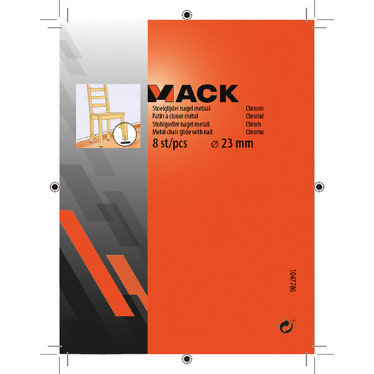 Mack 1047786 - 8st stoelglijder met nagel metaal 23mm | 6 stuks
