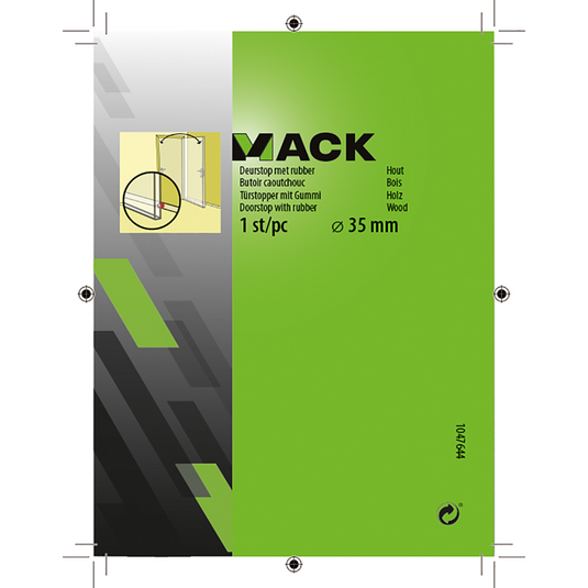 Mack 1047644 - deurstop met rubber hout ø 35 mm 1 st pc | 6 stuks
