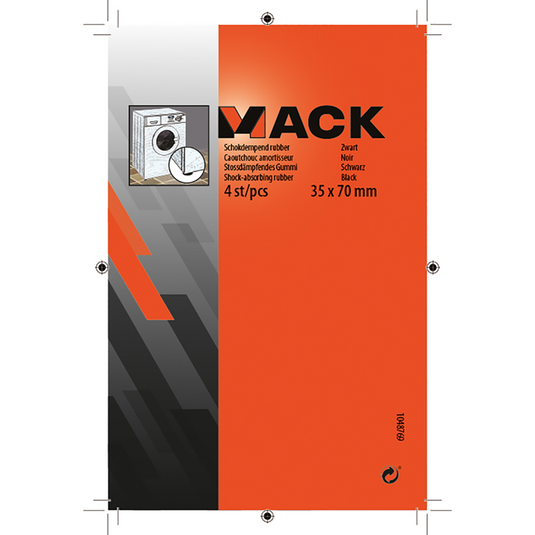 Mack 1048769 - schokdempend rubber zwart 35 x 70 mm 4 st pcs | 6 stuks