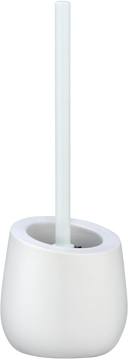 Afbeelding laden in galerijviewer, Wenko toiletborstelhouder badi mat wit keramiek met siliconen borstelkop - toiletborstel met houder - wc borstel met houder vrijstaand
