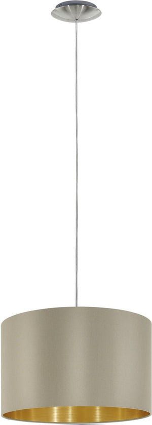 Eglo maserlo - hanglamp - 1 lichts - ø38 cm - stof - taupe, goud