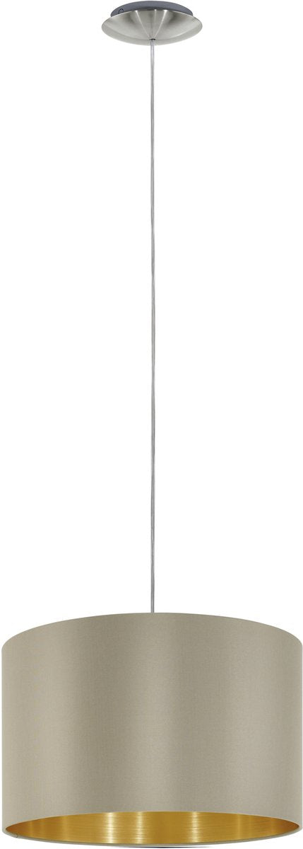 Eglo maserlo - hanglamp - 1 lichts - ø38 cm - stof - taupe, goud