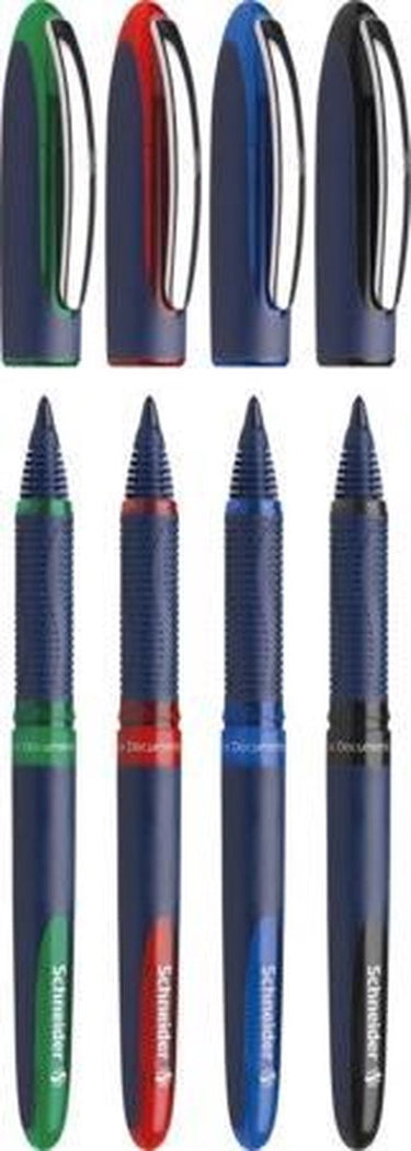 Schneider schrijfwaren schneider rollerball - one business - lijnbreedte 0,6mm - 4 stuks assorti kleuren - s-183094