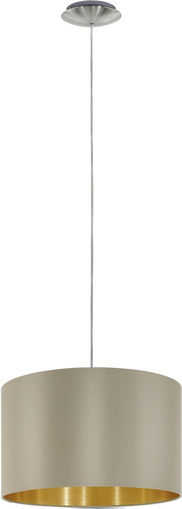 Eglo maserlo - hanglamp - 1 lichts - ø38 cm - stof - taupe, goud