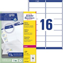 Adresetiketten avery zweckform ultragrip wit