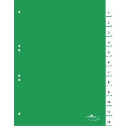 Tabbladen durable 6210 pvc a4 230x297mm 1-12 12 tabs groen