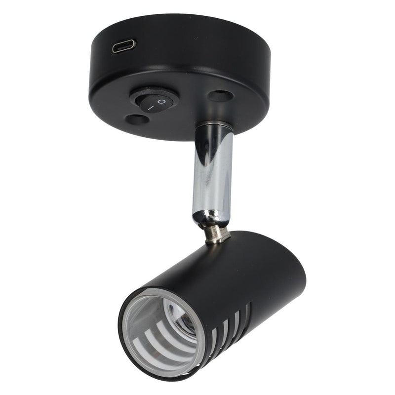 Chargez l'image dans la visionneuse de la galerie, Sao opbouwspot led met schakelaar en usb-c - zwart
