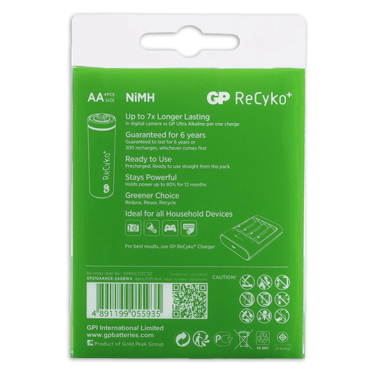 Gp oplaadbare aa-batterijen 2100mah nimh 4pk