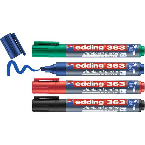 Boardmarker 363 edding ronde punt 2-5mm zwart,blauw,groen,rood 4 stuk