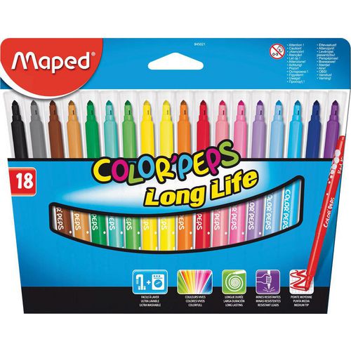 Viltstift maped color'peps medium 18 assorti