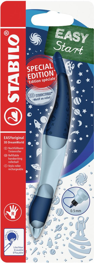 Stabilo easyoriginal 3d dreamworld - ergonomische rollerball - rechtshandig - blauw inkt - navulbaar - blauw
