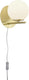 Trio pure - wand lamp - messing mat - excl. 1x e14 28w - witte glas
