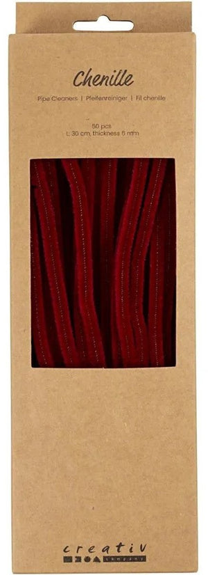 Creativ company chenilledraad knutselmateriaal donkerrood 50 stuks 6mm x 30cm.