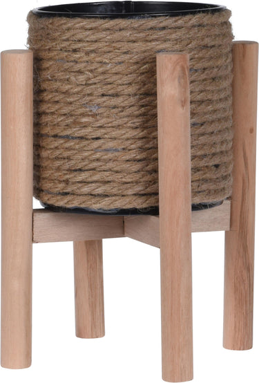 Cosydecor bloempot met touwafwerking op standaard 23cm