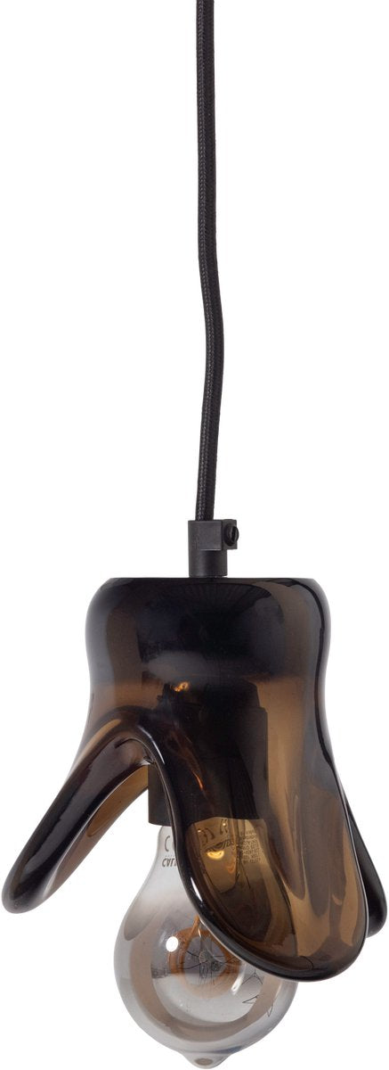 Woood elle hanglamp klein - glas - bruin - 12x14x13