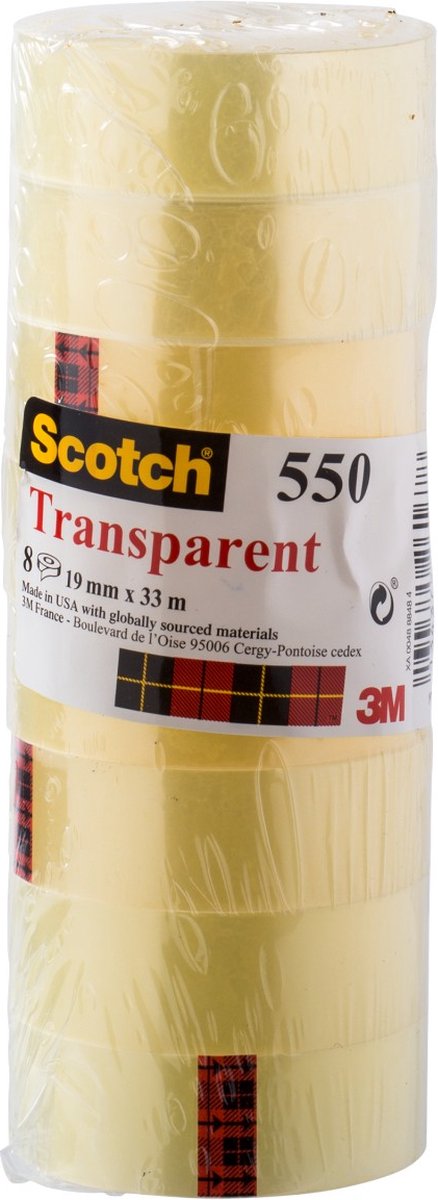 Scotch plakband transparant torenpak 550 19mmx33m 8 rollen