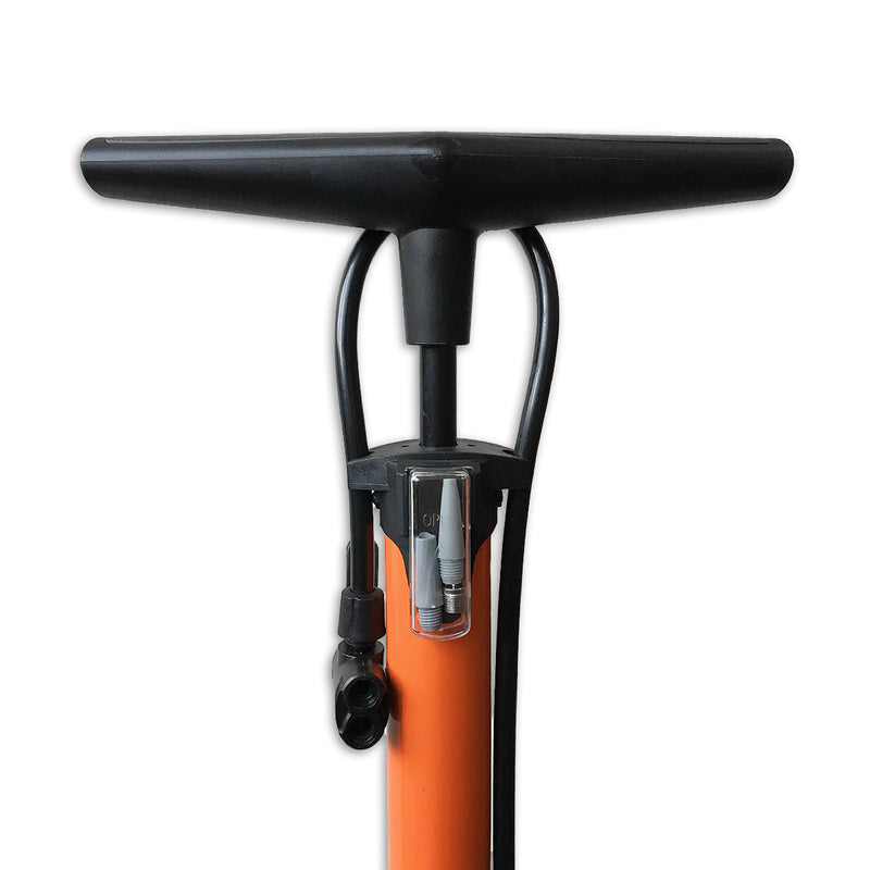 Load image into Gallery viewer, fietspomp met manometer 6 Bar oranje
