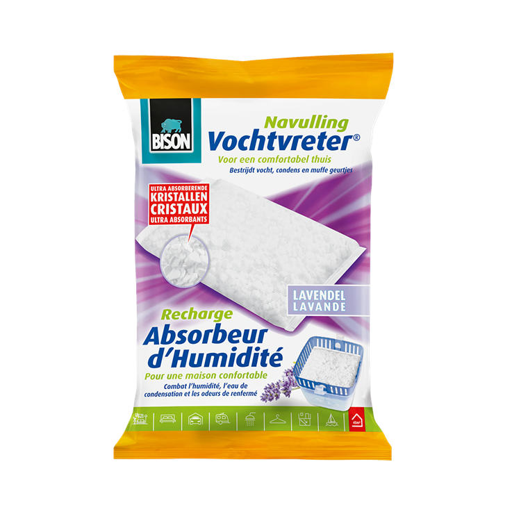 Chargez l'image dans la visionneuse de la galerie, Bison vochtvreter® navulzak lavendel 450 g, lavendelgeur, geschikt voor vochtvreter®, bestrijd hoge luchtvochtigheid, geen batterij nodig, ook geschikt voor caravans en campers

