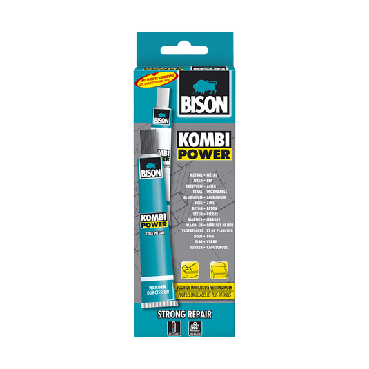 Bison kombi power vouwdoos 65 ml, temperatuurbestendig van -30°c en +100°c, voor de moeilijkste verbindingen, (zeewater)bestendig, sterkte van 180kg per cm2