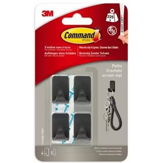 3m 1072881 - command mat zwart s haken 17032mb, 4 haken, 5 strips | 10 stuks