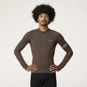 Solid fietsshirt lange mouwen performance ground coffee heren
