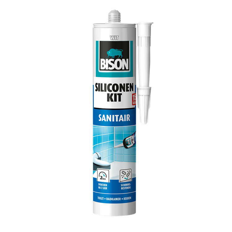 Laden Sie das Bild in Galerie -Viewer, Bison siliconenkit wit koker 300 ml - waterbestendige kit, sanitaire afdichting, ongevoelig voor schimmel, kleurvast, blijvend elastisch, makkelijk te verwerken
