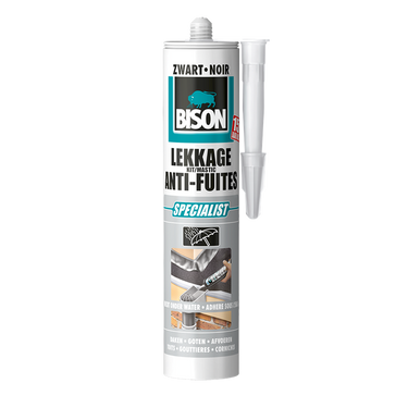Bison lekkagekit zwart koker 300 ml, elastische afdichtingskit, waterdichte reparaties, voegen en scheuren op en rondom het dak, makkelijk aan te brengen kit